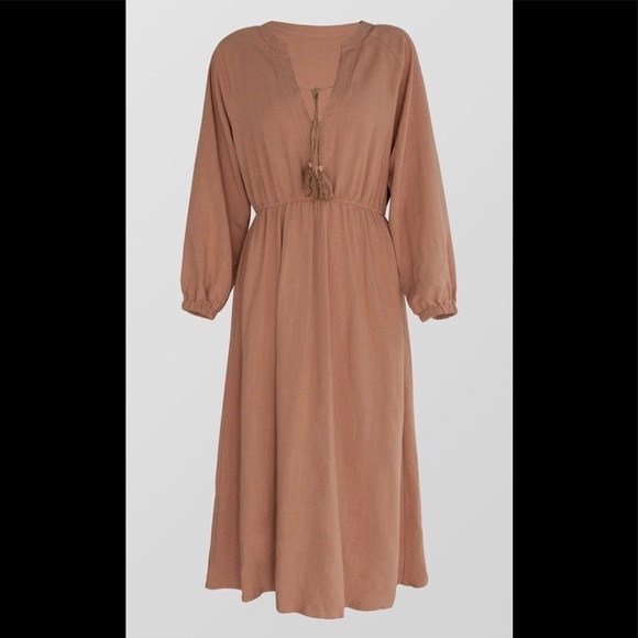 NWT-(L) Cupshe-V-Neck Burnt Orange Dress (0009) - Picture 1 of 2
